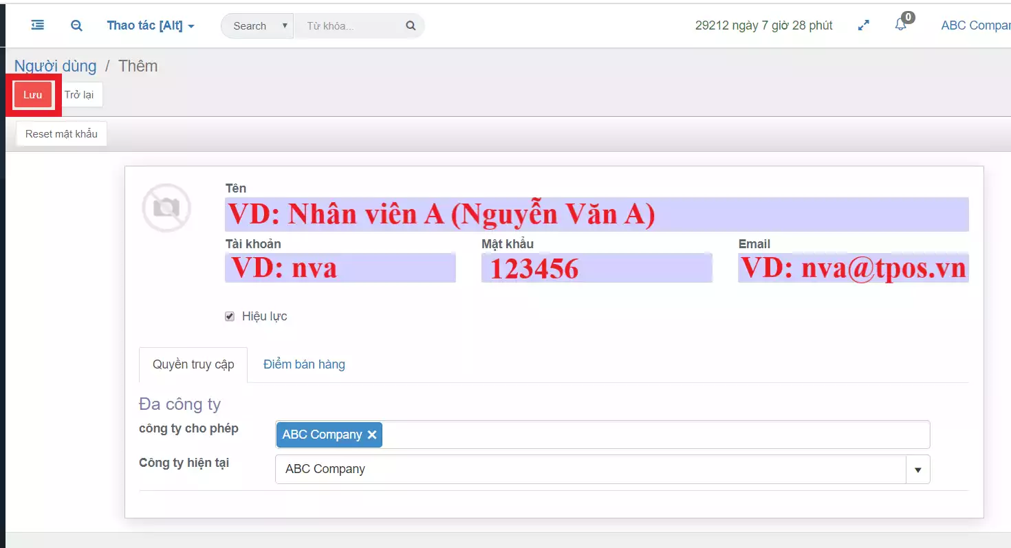 nhập thông tin nhân viên vào phần mềm bán hàng