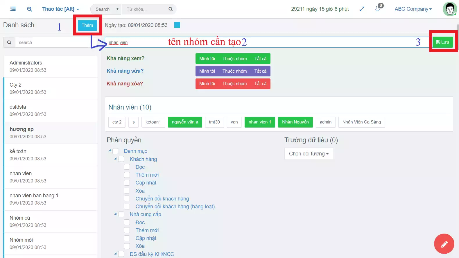 phân quyền nhân viên bán hàng bằng tpos