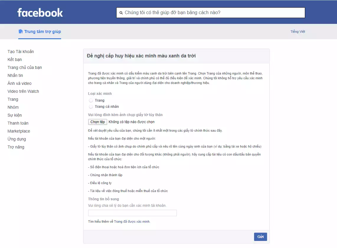 Cách tạo tích xanh Facebook