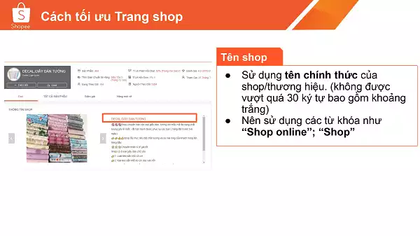Cách tối ưu Trang Shop trên shopee