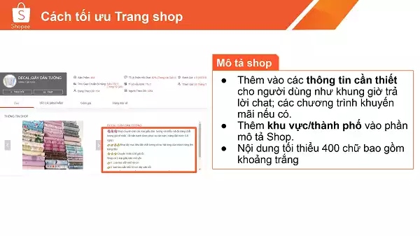 Tối ưu thẻ mô tả trên shop Shopee