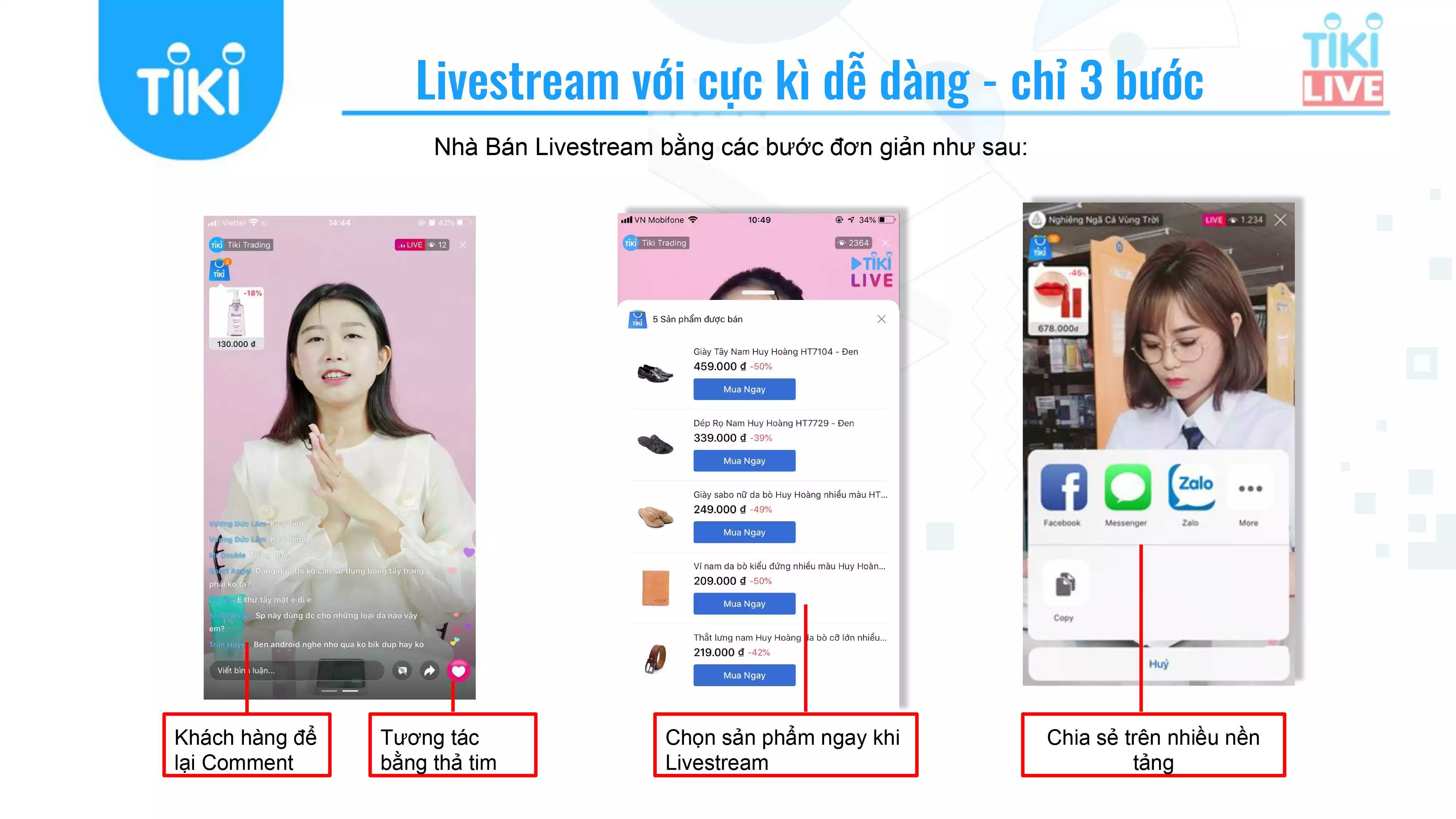Livetream với Tiki