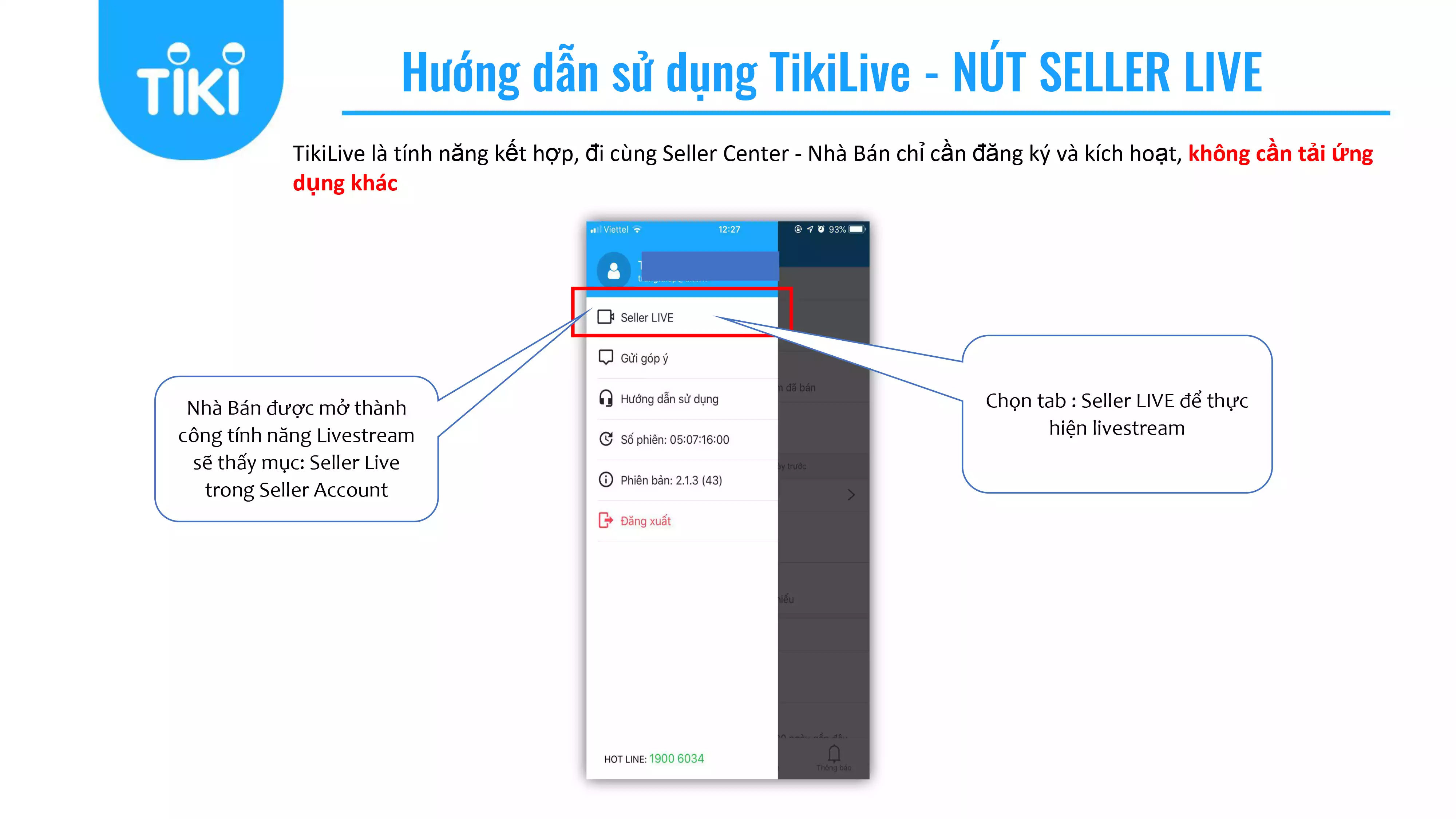Hướng dẫn sử dụng TikiLIVE – NÚT SELLER LIVE