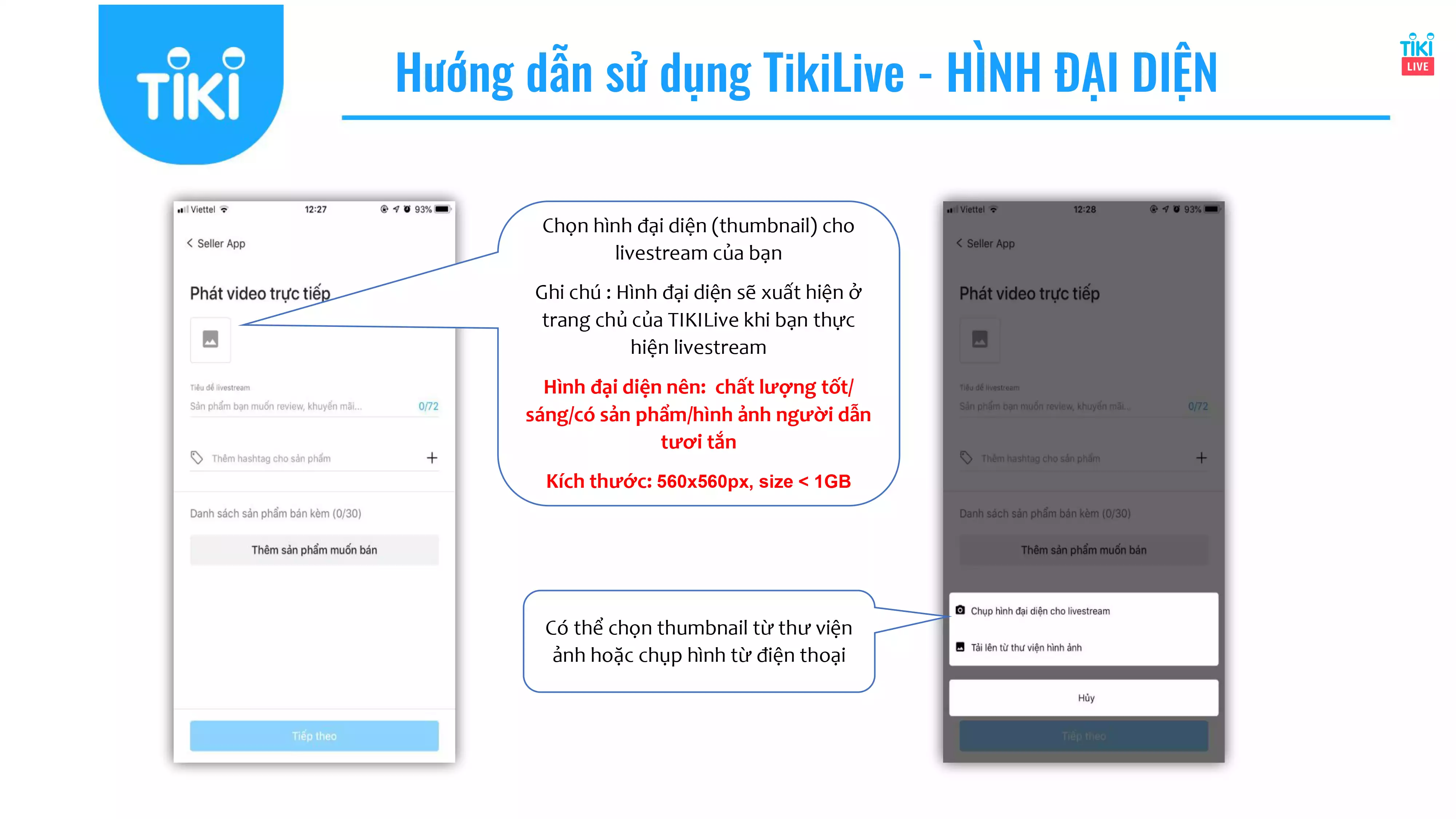 Hướng dẫn sử dụng TikiLIVE - hình đại diện