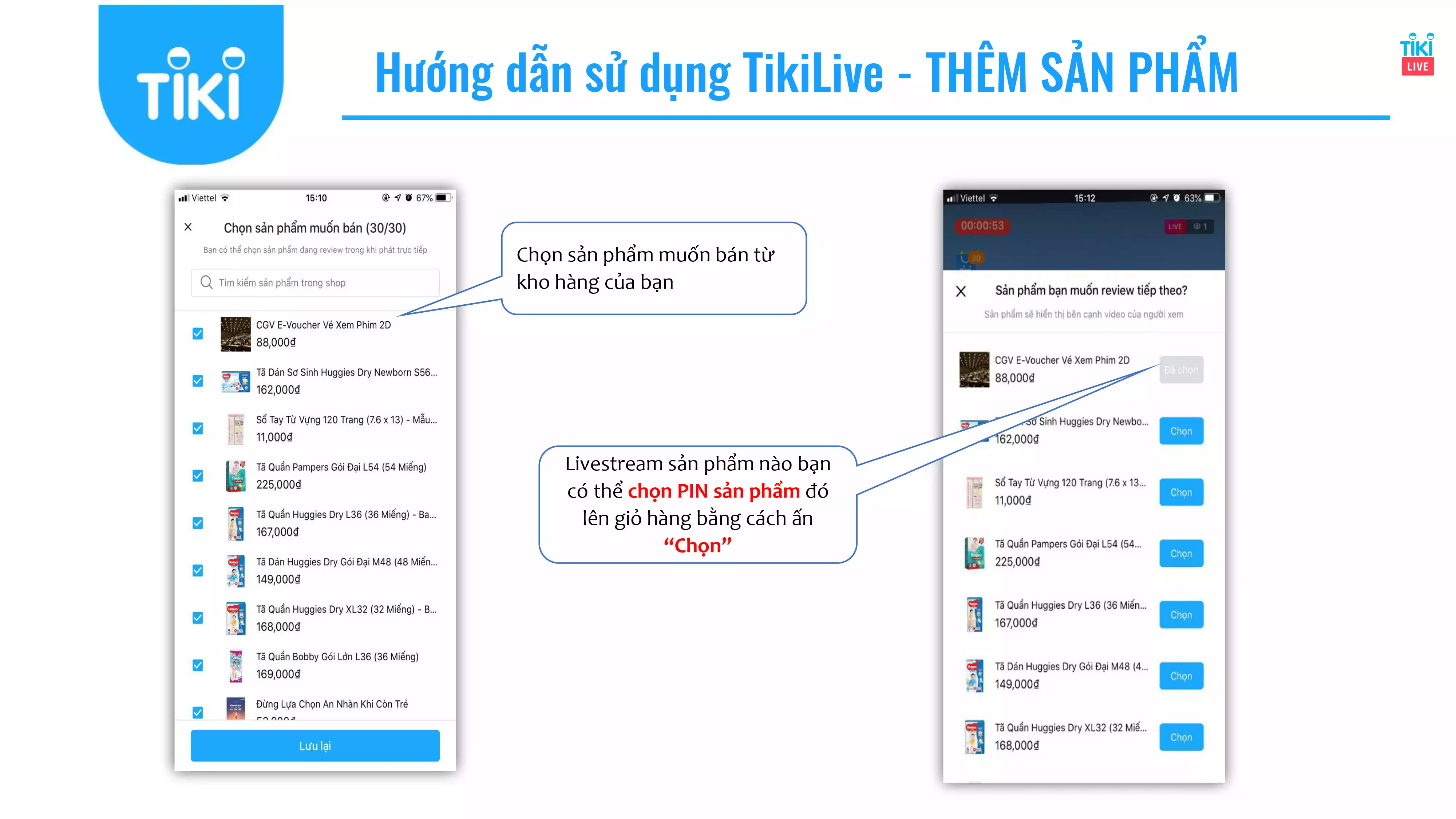 Hướng dẫn sử dụng TikiLIVE - thêm sản phẩm