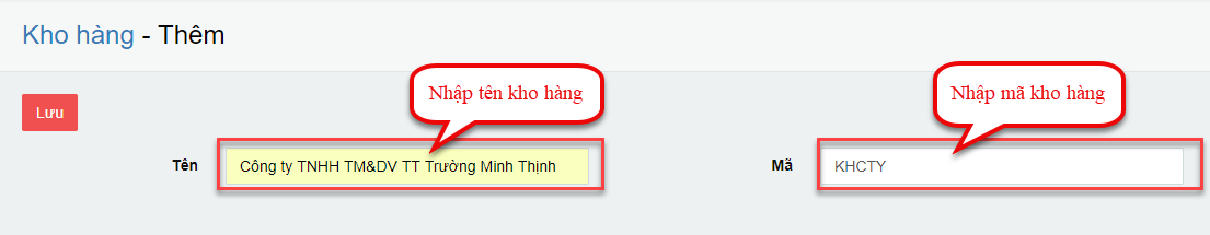 cách thêm kho hàng mới