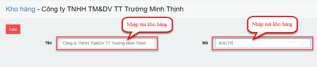 Cập nhật thông tin kho hàng