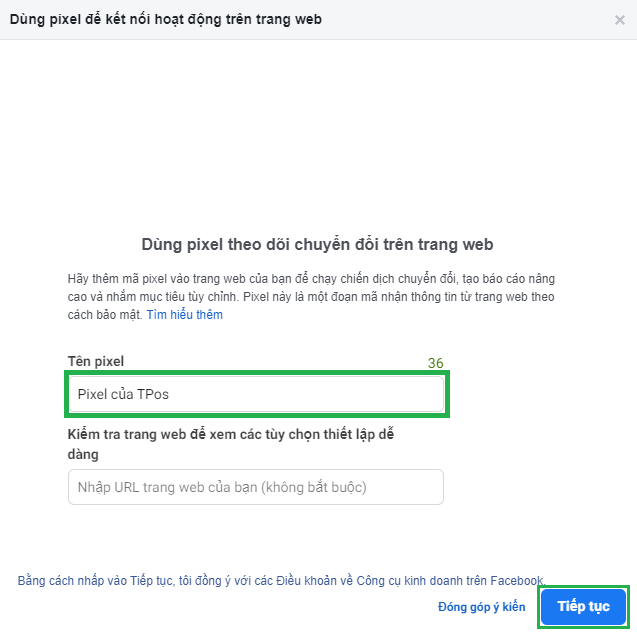 tạo facebook pixel bước 2
