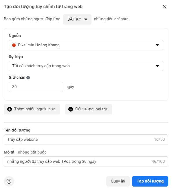tạo đối tượng tùy chỉnh web