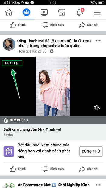 Phát lại buổi livestream bán quần áo