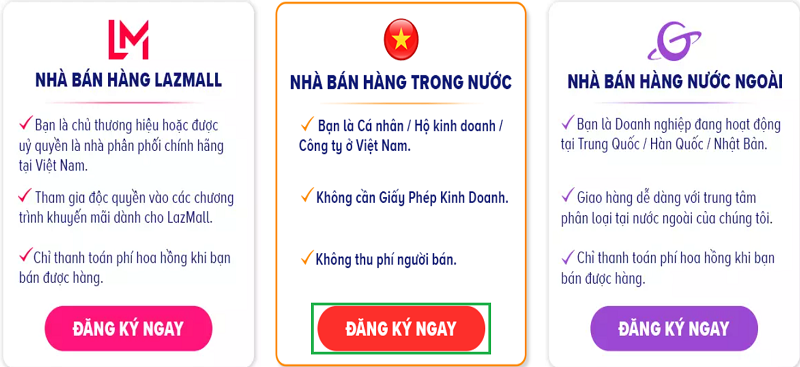 đăng ký bán hàng trên lazada bước 2