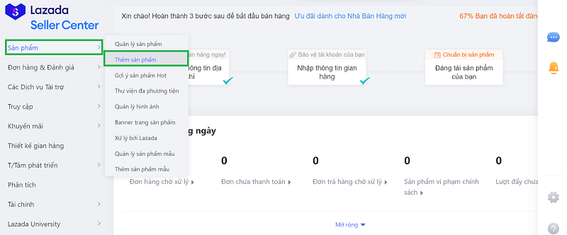 Cách đăng sản phẩm lên lazada bước 1