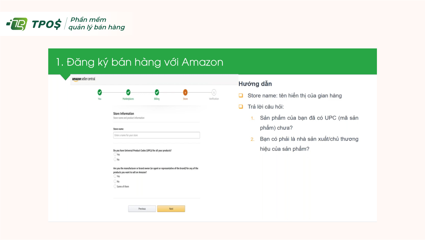 Nhập thông tin về cửa hàng của bạn. 