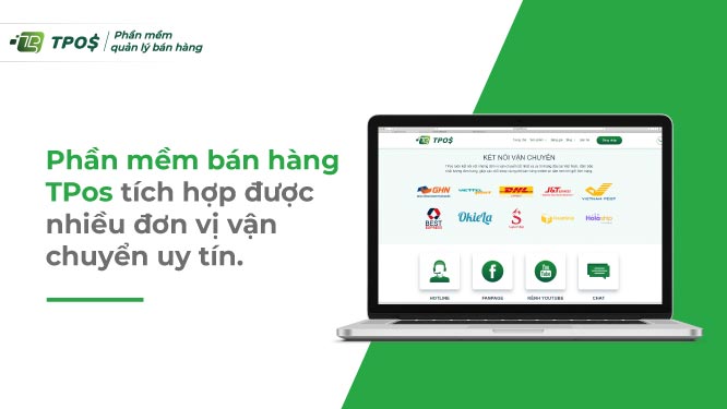 Phần mềm bán hàng tpos tích hợp mọi đơn vị vận chuyển