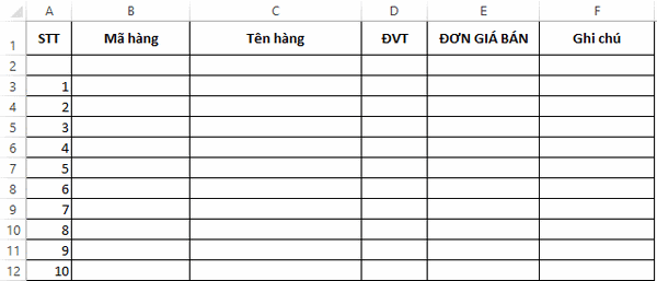 Cách tạo file quản lý kho bằng excel