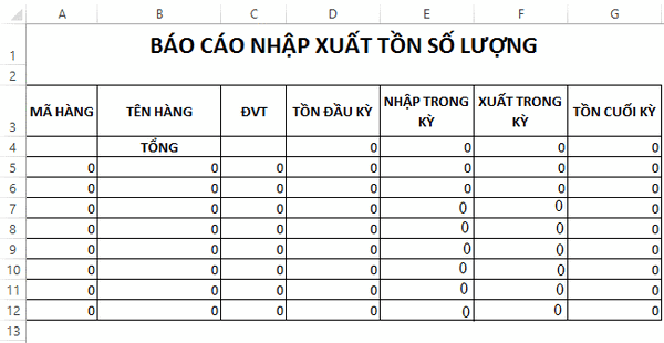 Cách tạo file quản lý kho bằng excel