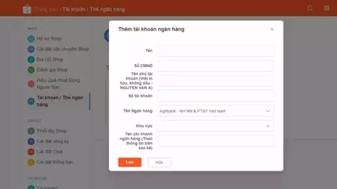 Thiết lập thanh toán trên Shopee